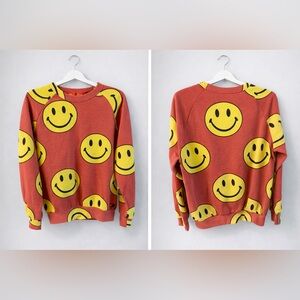 Aviator Nation Red and Yellow Smily Face  Graphic Sweatshirt
